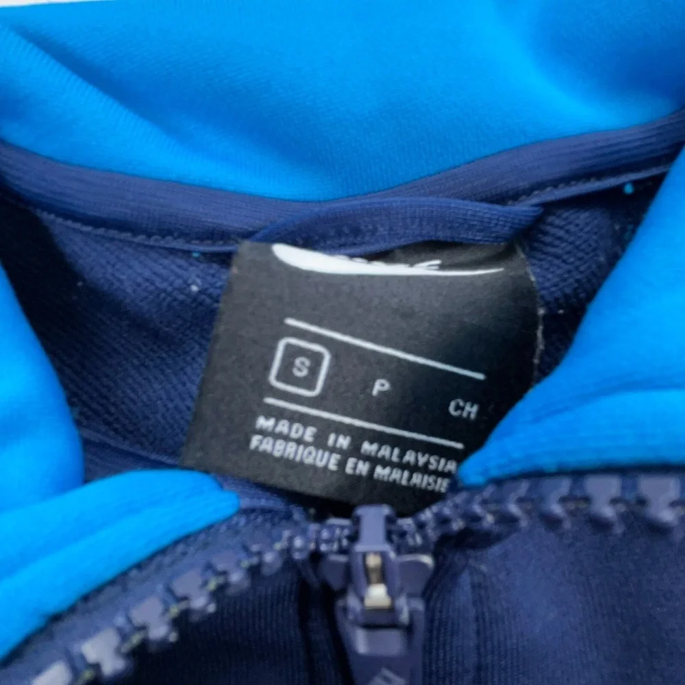 Nike Jacket Boys Small Blue Sweatshirt Track Suit Coat Warm Up Swoosh Youth Kids